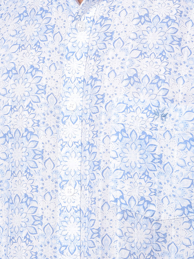 Blue Floral Print Shirt-Men Shirts-Crimsoune Club