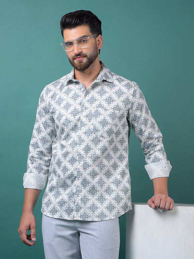 Grey Printed Shirt-Men Shirts-Crimsoune Club
