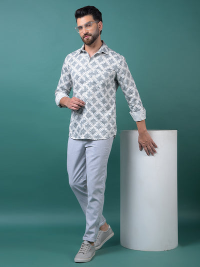 Grey Printed Shirt-Men Shirts-Crimsoune Club
