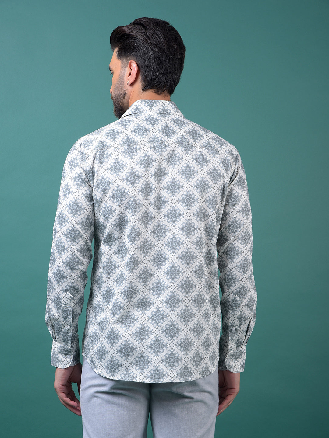 Grey Printed Shirt-Men Shirts-Crimsoune Club