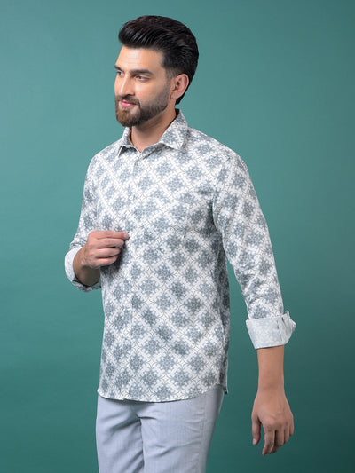Grey Printed Shirt-Men Shirts-Crimsoune Club