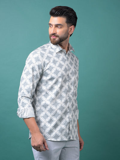 Grey Printed Shirt-Men Shirts-Crimsoune Club