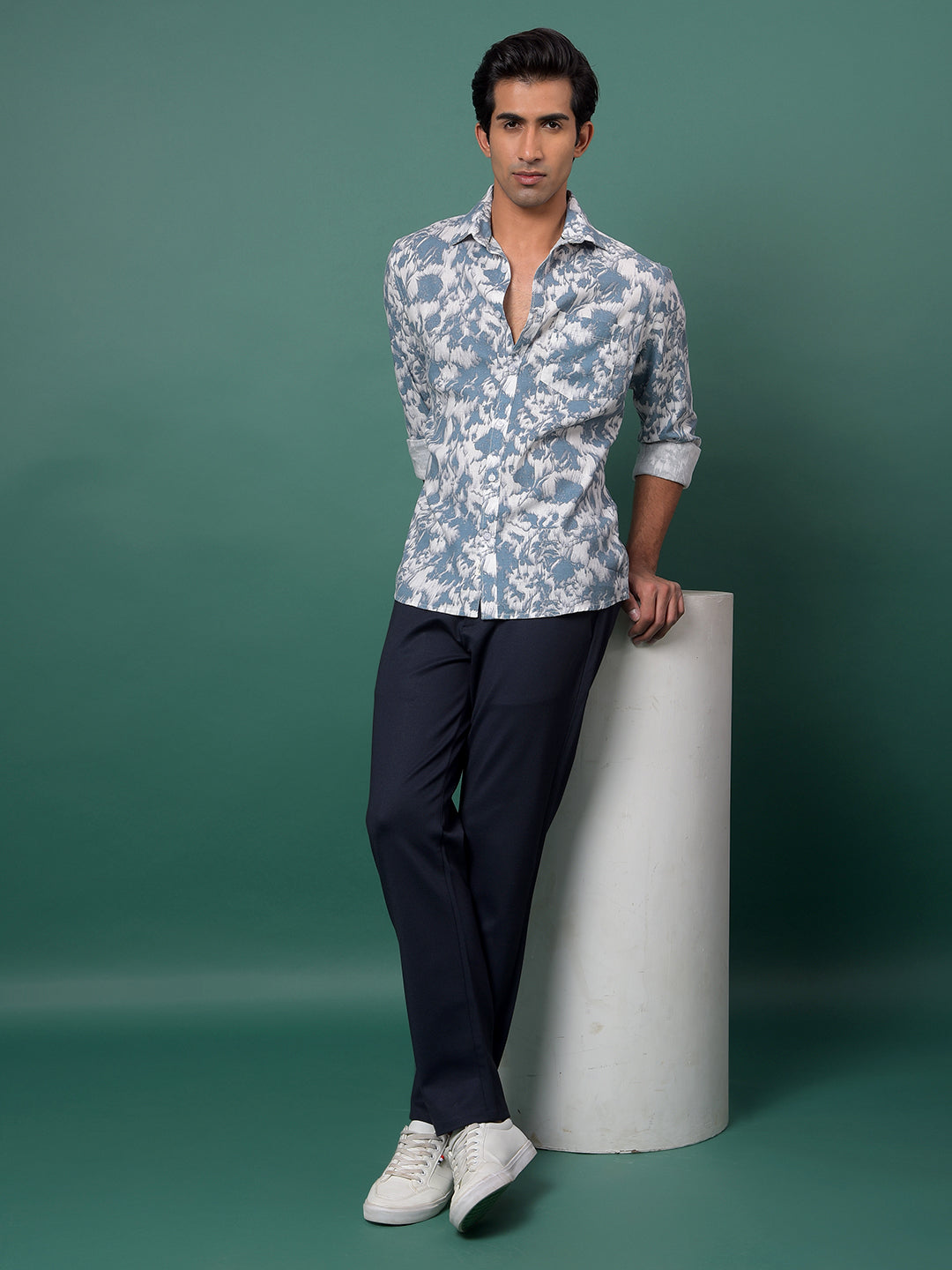 Blue Printed Shirt-Men Shirts-Crimsoune Club
