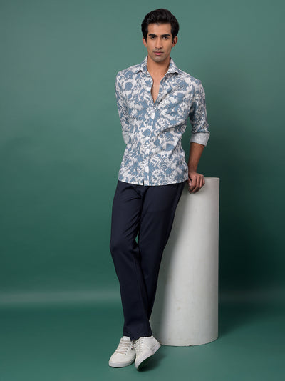 Blue Printed Shirt-Men Shirts-Crimsoune Club