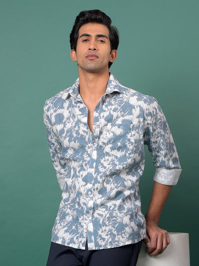 Blue Printed Shirt-Men Shirts-Crimsoune Club