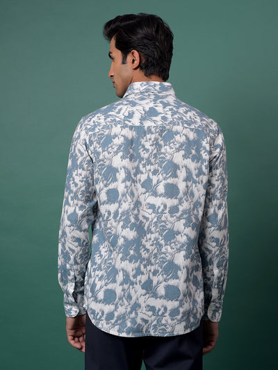 Blue Printed Shirt-Men Shirts-Crimsoune Club