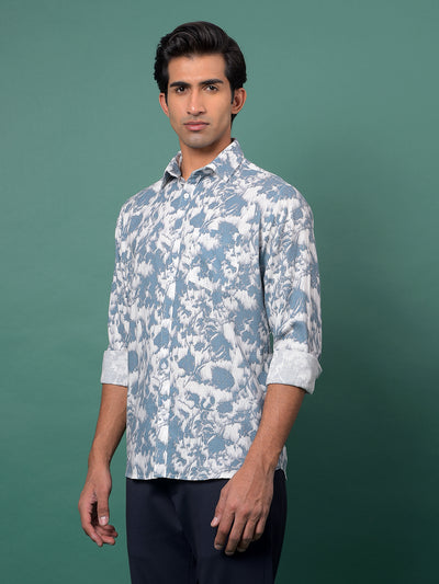 Blue Printed Shirt-Men Shirts-Crimsoune Club