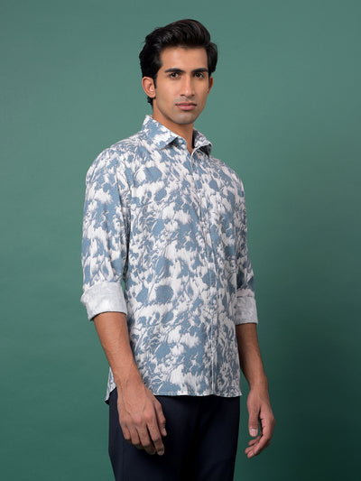 Blue Printed Shirt-Men Shirts-Crimsoune Club