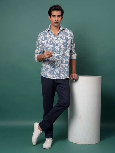 Blue Printed Shirt-Men Shirts-Crimsoune Club