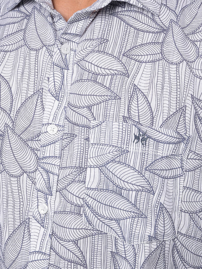 Grey Floral Print Shirt-Men Shirts-Crimsoune Club