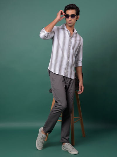 Brown Vertical Stripes 100% Cotton Shirt-Men Shirts-Crimsoune Club