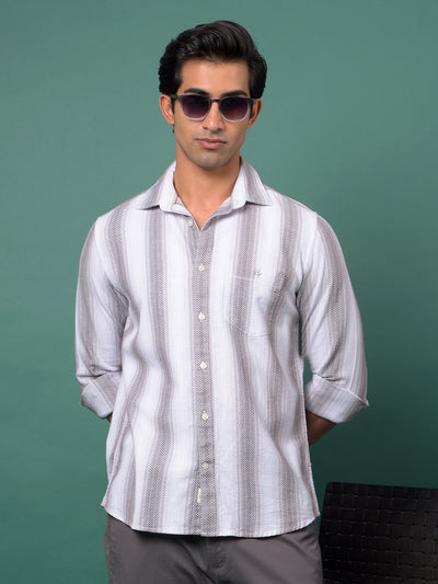 Brown Vertical Stripes 100% Cotton Shirt-Men Shirts-Crimsoune Club