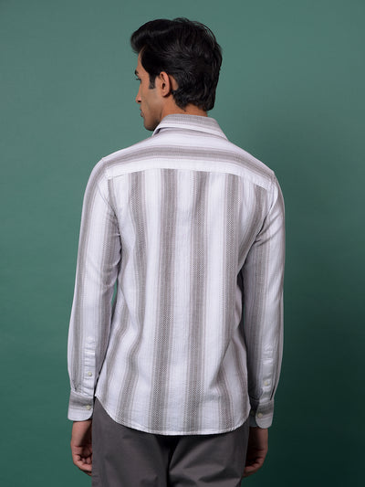Brown Vertical Stripes 100% Cotton Shirt-Men Shirts-Crimsoune Club