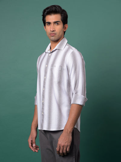 Brown Vertical Stripes 100% Cotton Shirt-Men Shirts-Crimsoune Club
