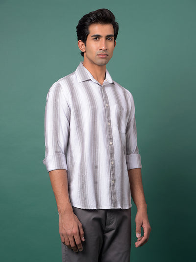 Brown Vertical Stripes 100% Cotton Shirt-Men Shirts-Crimsoune Club