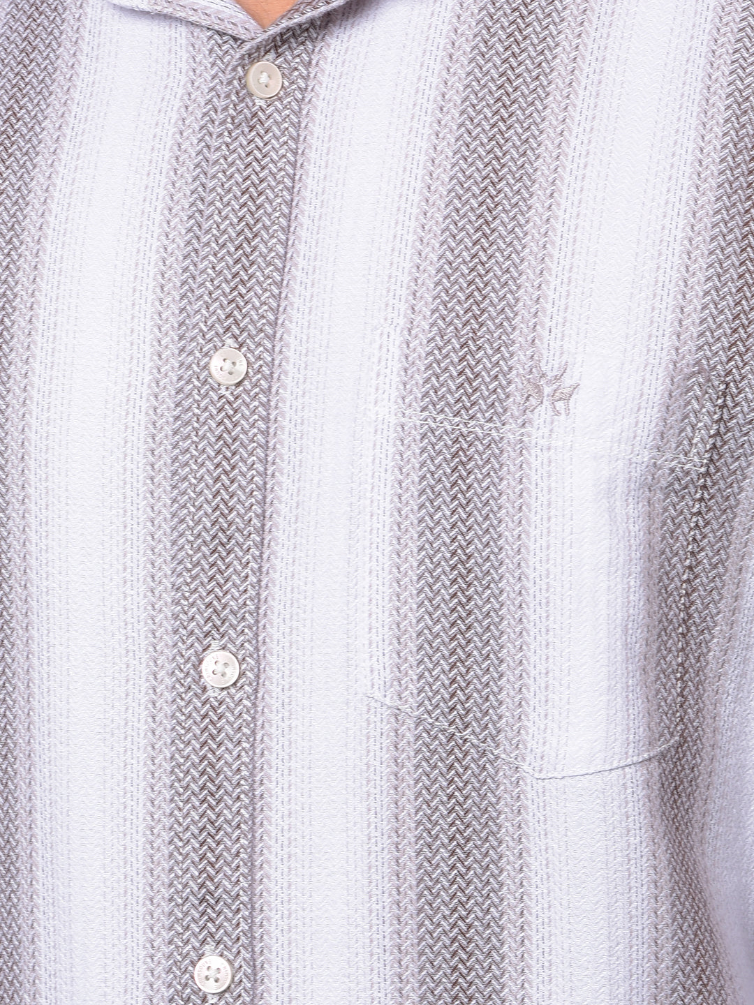Brown Vertical Stripes 100% Cotton Shirt-Men Shirts-Crimsoune Club