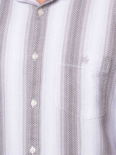 Brown Vertical Stripes 100% Cotton Shirt-Men Shirts-Crimsoune Club