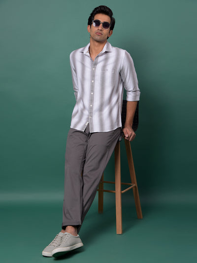 Brown Vertical Stripes 100% Cotton Shirt-Men Shirts-Crimsoune Club