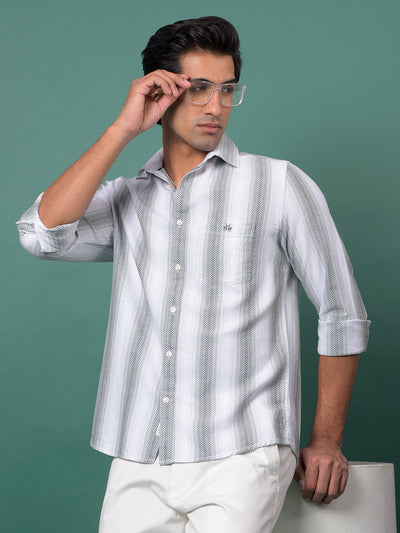 Green Vertical Stripes 100% Cotton Shirt-Men Shirts-Crimsoune Club