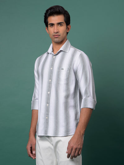 Green Vertical Stripes 100% Cotton Shirt-Men Shirts-Crimsoune Club