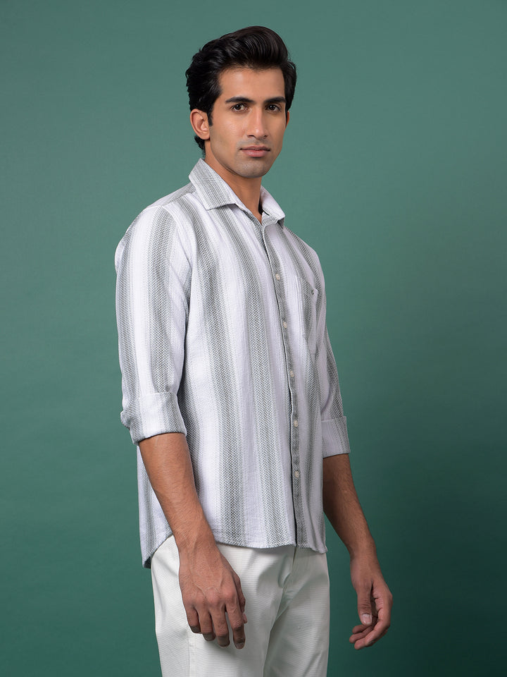 Green Vertical Stripes 100% Cotton Shirt-Men Shirts-Crimsoune Club