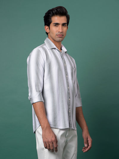 Green Vertical Stripes 100% Cotton Shirt-Men Shirts-Crimsoune Club