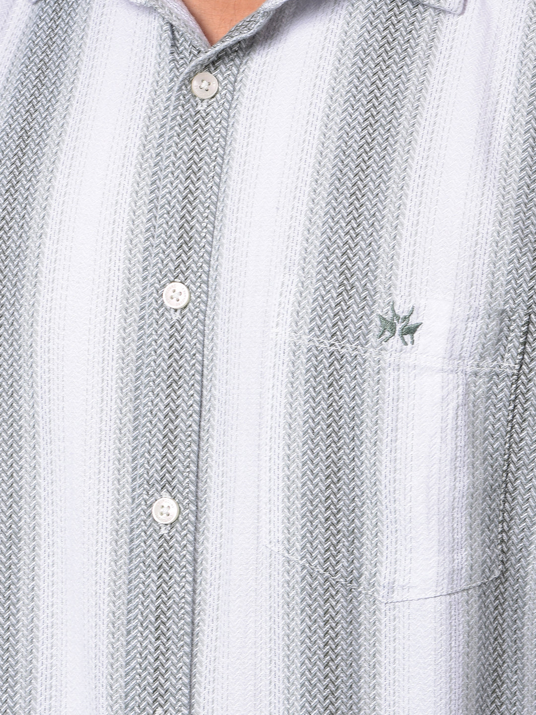 Green Vertical Stripes 100% Cotton Shirt-Men Shirts-Crimsoune Club
