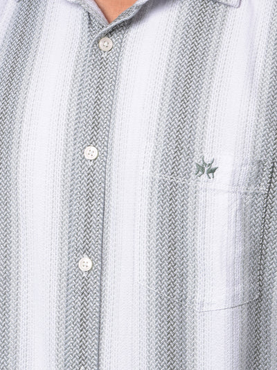 Green Vertical Stripes 100% Cotton Shirt-Men Shirts-Crimsoune Club