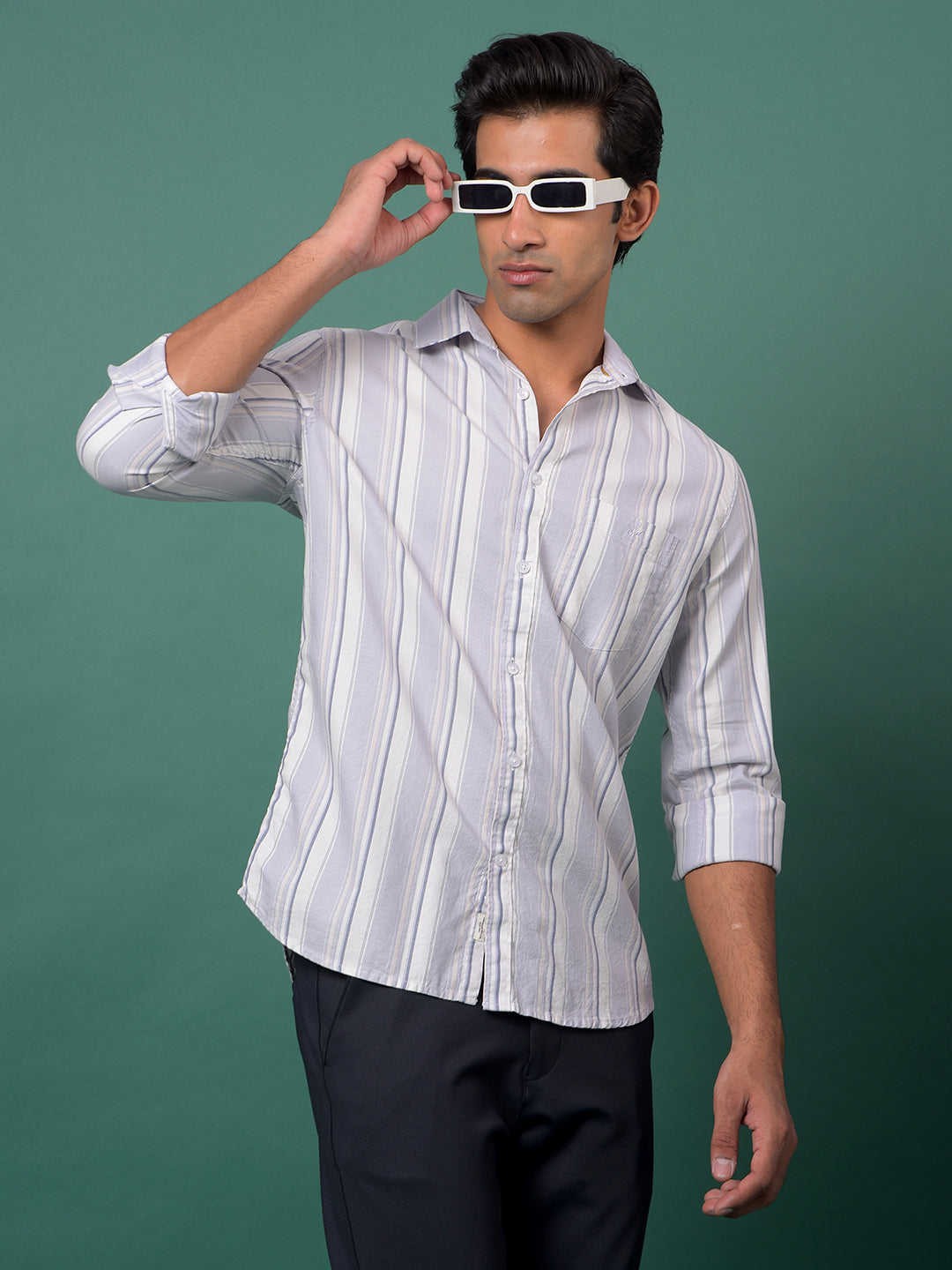 Purple Vertical Stripes 100% Cotton Shirt-Men Shirts-Crimsoune Club