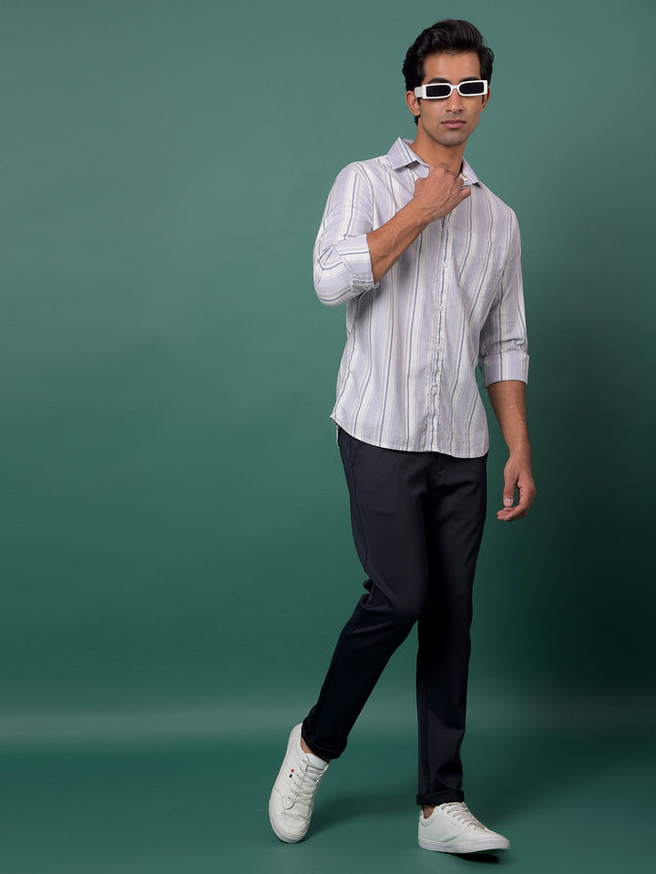 Purple Vertical Stripes 100% Cotton Shirt-Men Shirts-Crimsoune Club