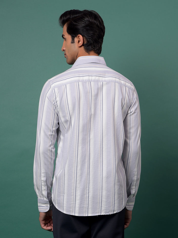 Purple Vertical Stripes 100% Cotton Shirt-Men Shirts-Crimsoune Club