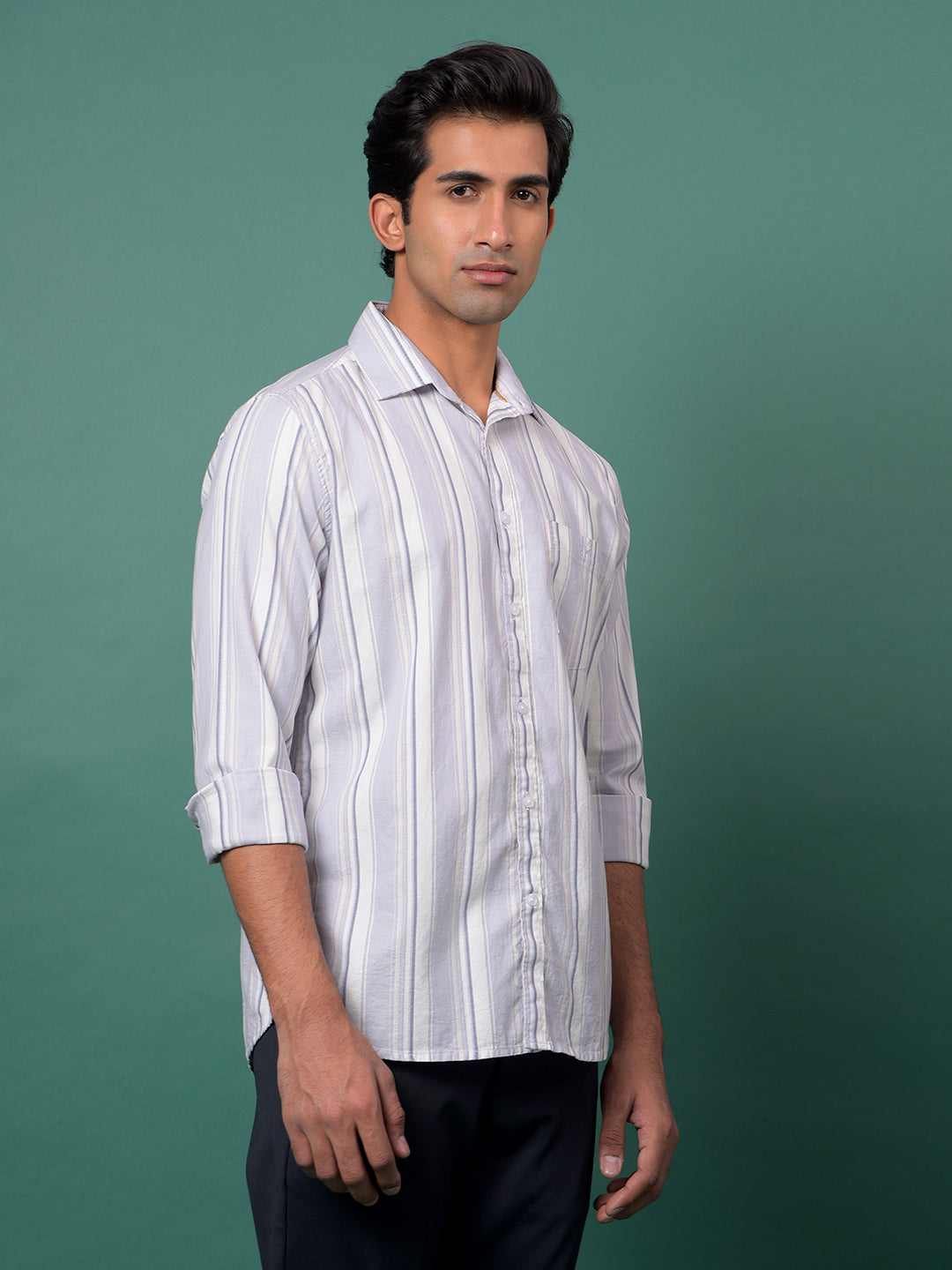 Purple Vertical Stripes 100% Cotton Shirt-Men Shirts-Crimsoune Club