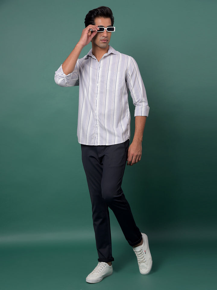 Purple Vertical Stripes 100% Cotton Shirt-Men Shirts-Crimsoune Club