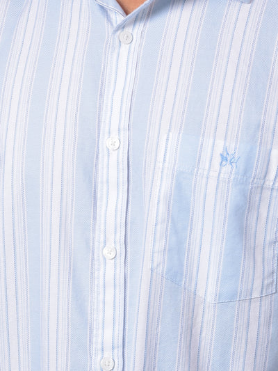 Blue Vertical Stripes 100% Cotton Shirt-Men Shirts-Crimsoune Club