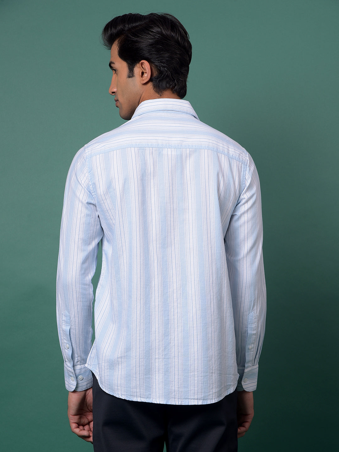 Blue Vertical Stripes 100% Cotton Shirt-Men Shirts-Crimsoune Club