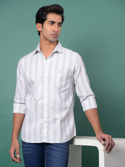 Green Vertical Stripes 100% Cotton Shirt-Men Shirts-Crimsoune Club