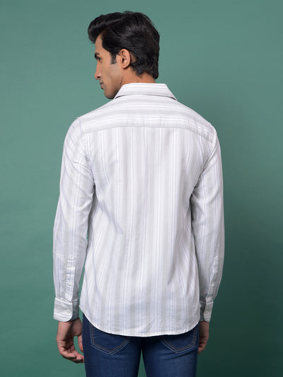 Green Vertical Stripes 100% Cotton Shirt-Men Shirts-Crimsoune Club