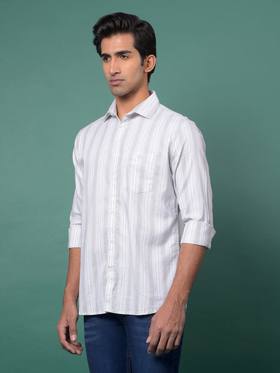 Green Vertical Stripes 100% Cotton Shirt-Men Shirts-Crimsoune Club