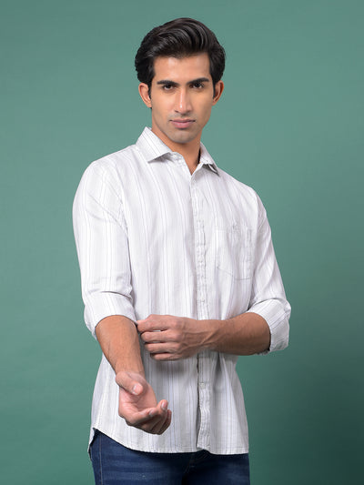 Green Vertical Stripes 100% Cotton Shirt-Men Shirts-Crimsoune Club