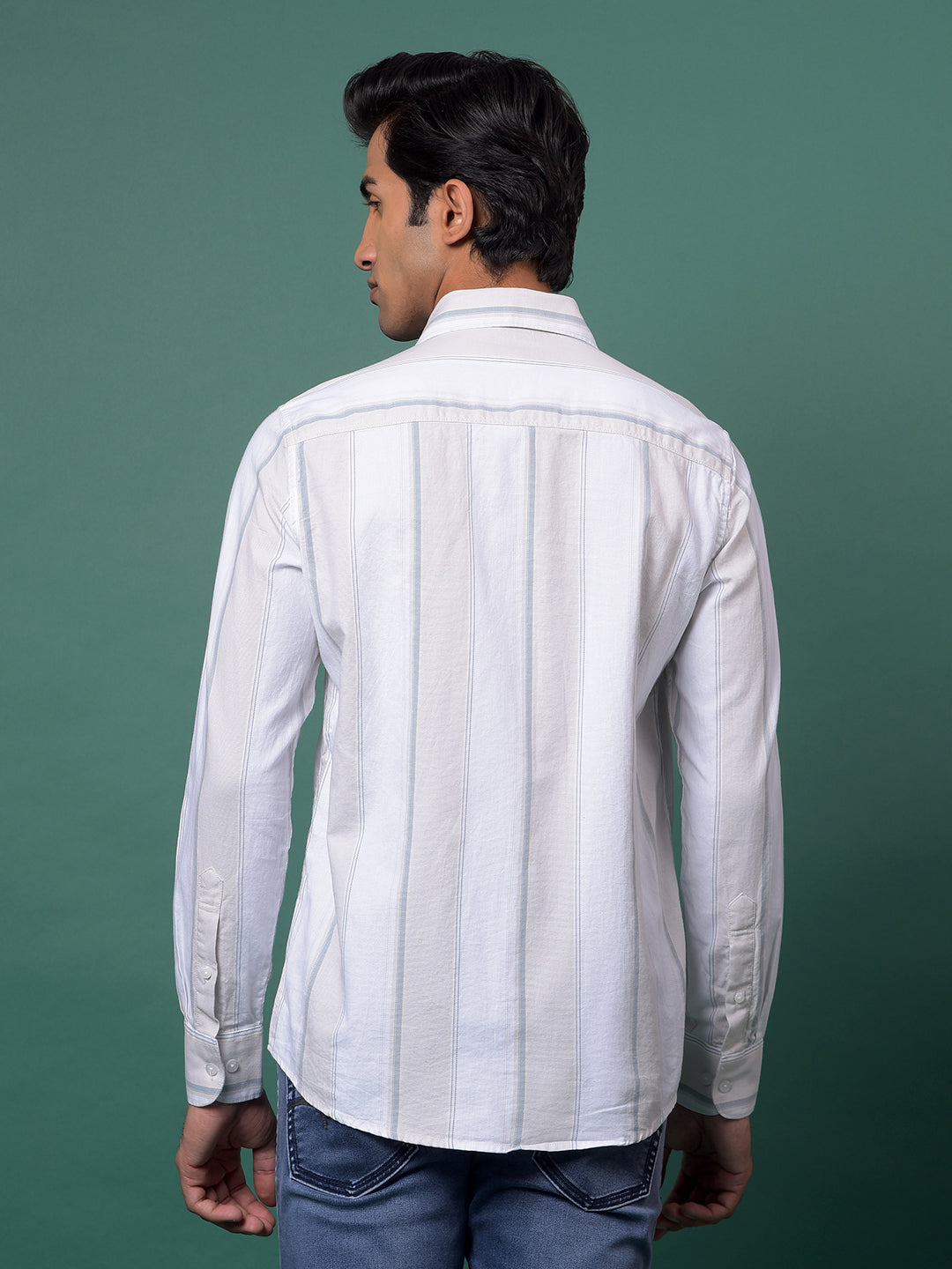 Beige Vertical Stripes 100% Cotton Shirt-Men Shirts-Crimsoune Club