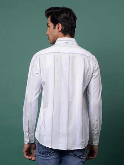 Beige Vertical Stripes 100% Cotton Shirt-Men Shirts-Crimsoune Club