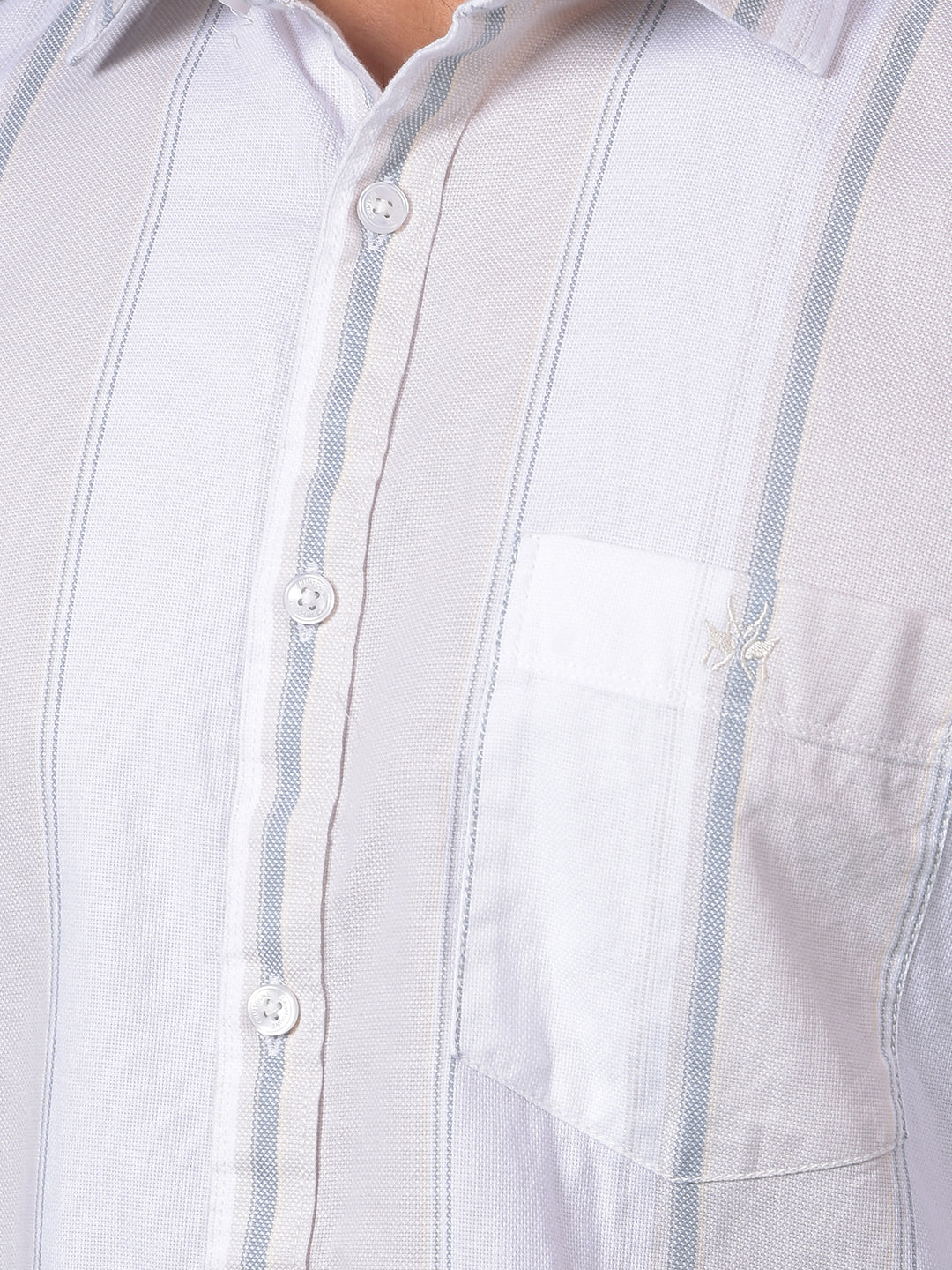 Beige Vertical Stripes 100% Cotton Shirt-Men Shirts-Crimsoune Club