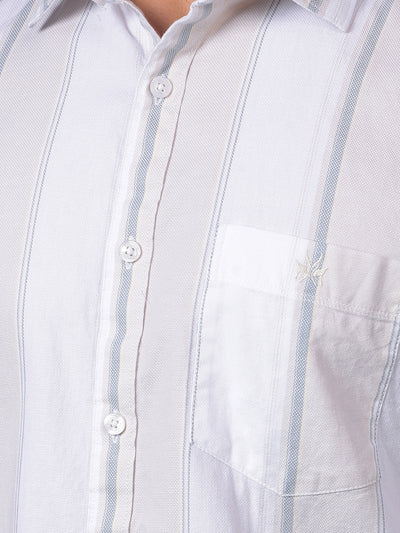 Beige Vertical Stripes 100% Cotton Shirt-Men Shirts-Crimsoune Club