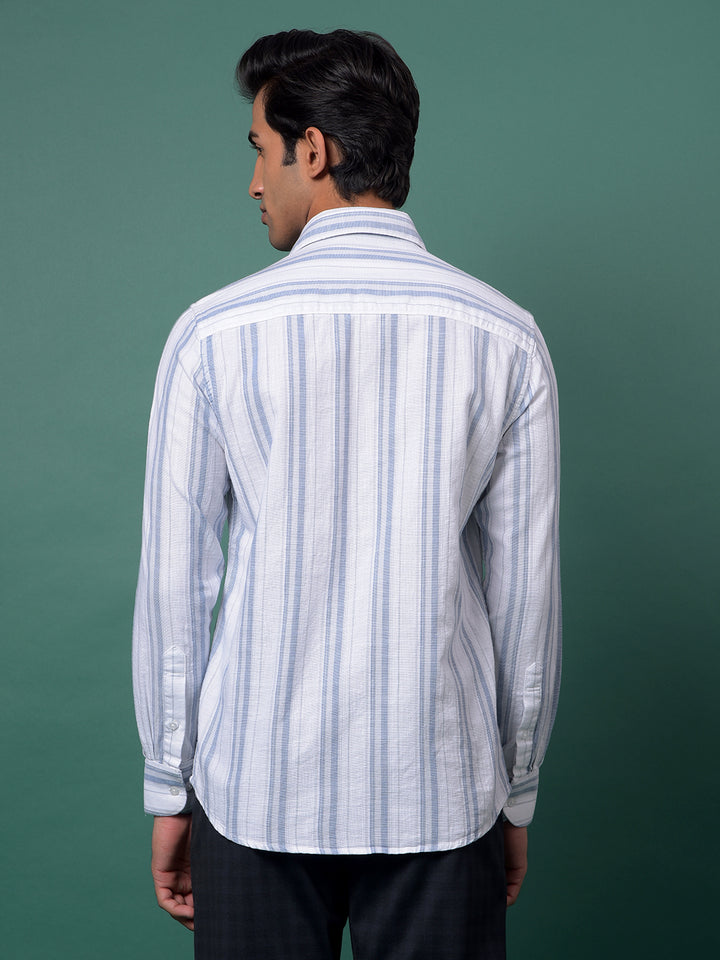 Blue Vertical Stripes 100% Cotton Shirt-Men Shirts-Crimsoune Club