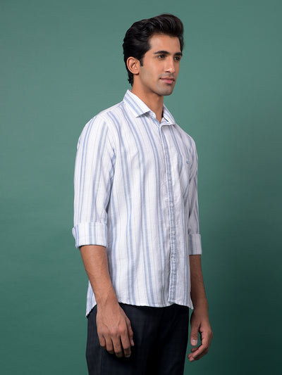 Blue Vertical Stripes 100% Cotton Shirt-Men Shirts-Crimsoune Club