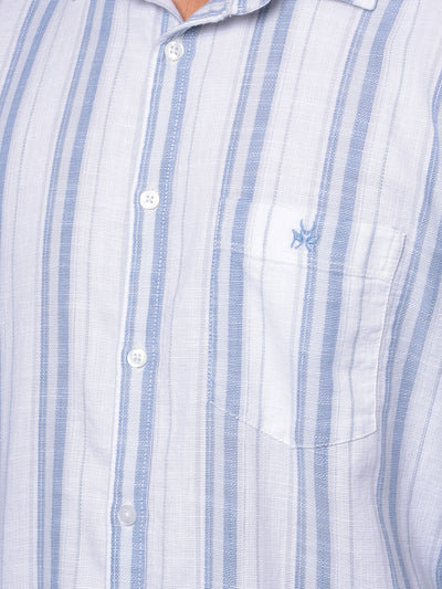 Blue Vertical Stripes 100% Cotton Shirt-Men Shirts-Crimsoune Club
