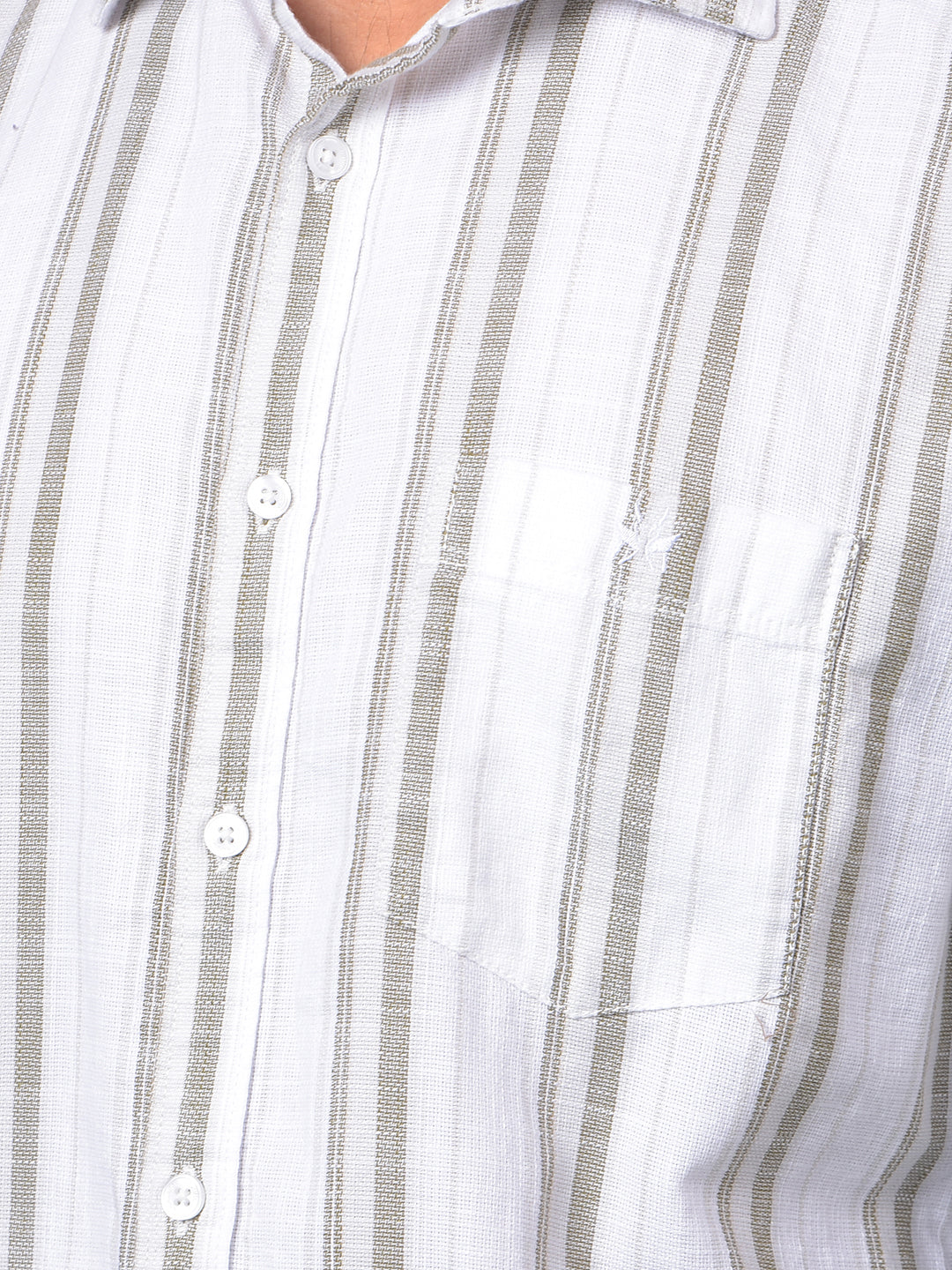 Green Vertical Stripes 100% Cotton Shirt-Men Shirts-Crimsoune Club