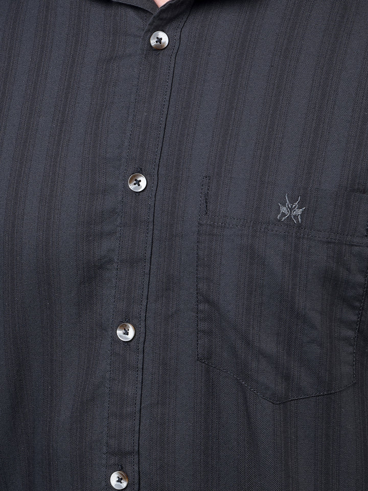 Green Vertical Stripes 100% Cotton Shirt-Men Shirts-Crimsoune Club