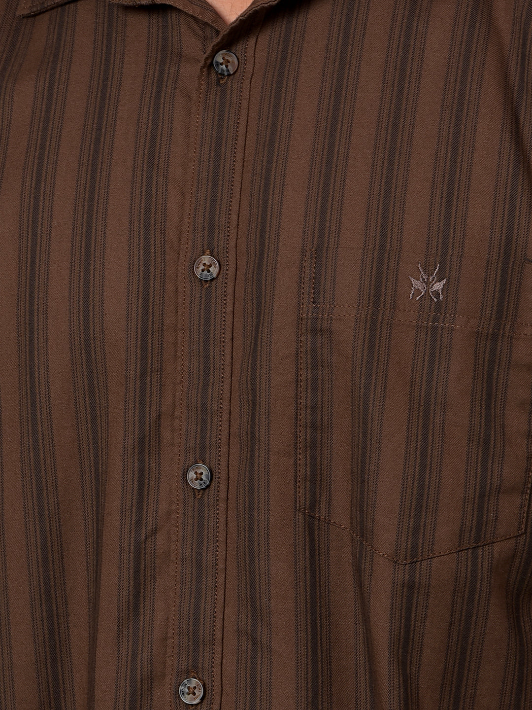 Brown Vertical Stripes 100% Cotton Shirt-Men Shirts-Crimsoune Club