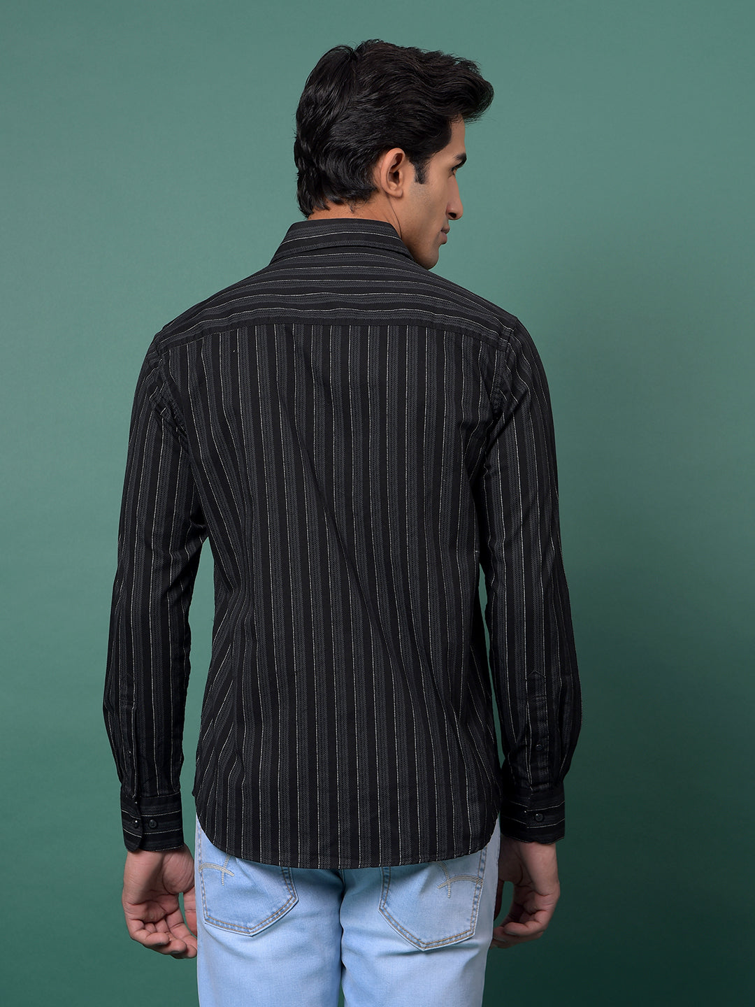 Black Vertical Stripes Shirt-Men Shirts-Crimsoune Club